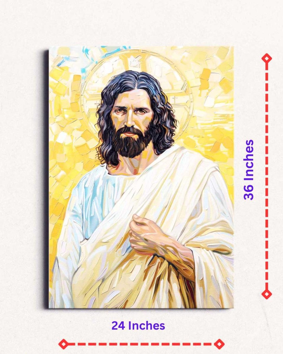 Masih Jesus: Radiant Redeemer Canvas Wall Art (24 x 36 Inches)