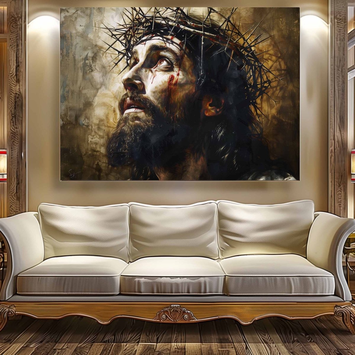 Masih:The Man of Sorrows Canvas Wall Painting (36 x 24 Inches)