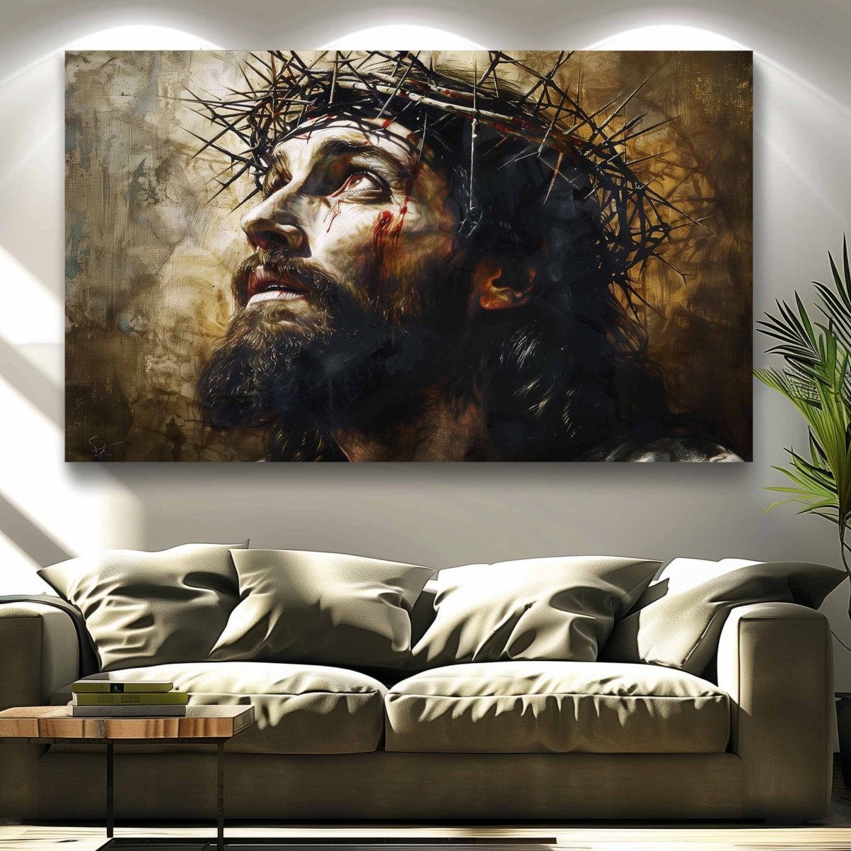 Masih:The Man of Sorrows Canvas Wall Painting (36 x 24 Inches)