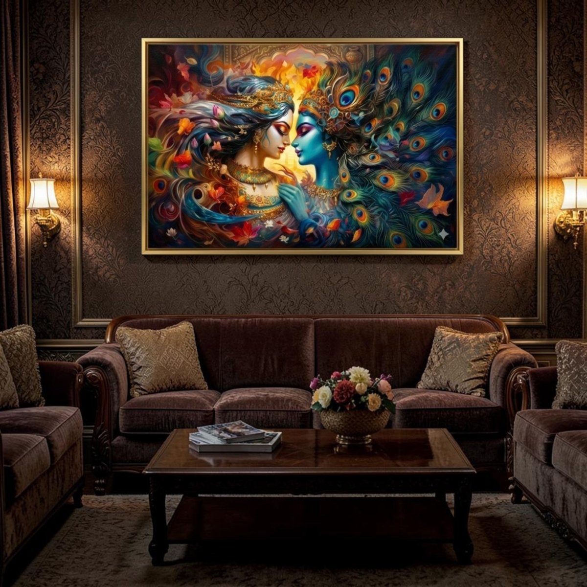 Mayur Pankh Krishna: The Divine Flute Melody (36 x 24 Inches)