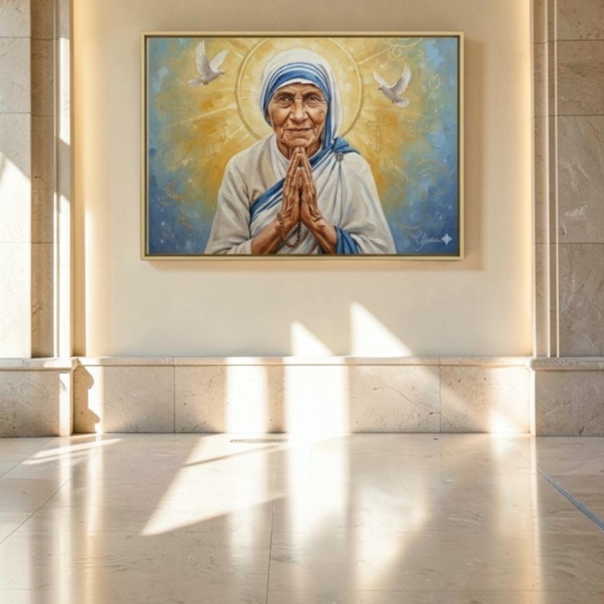 Messenger of Mercy: Mother Teresa’s Golden Prayer Portrait