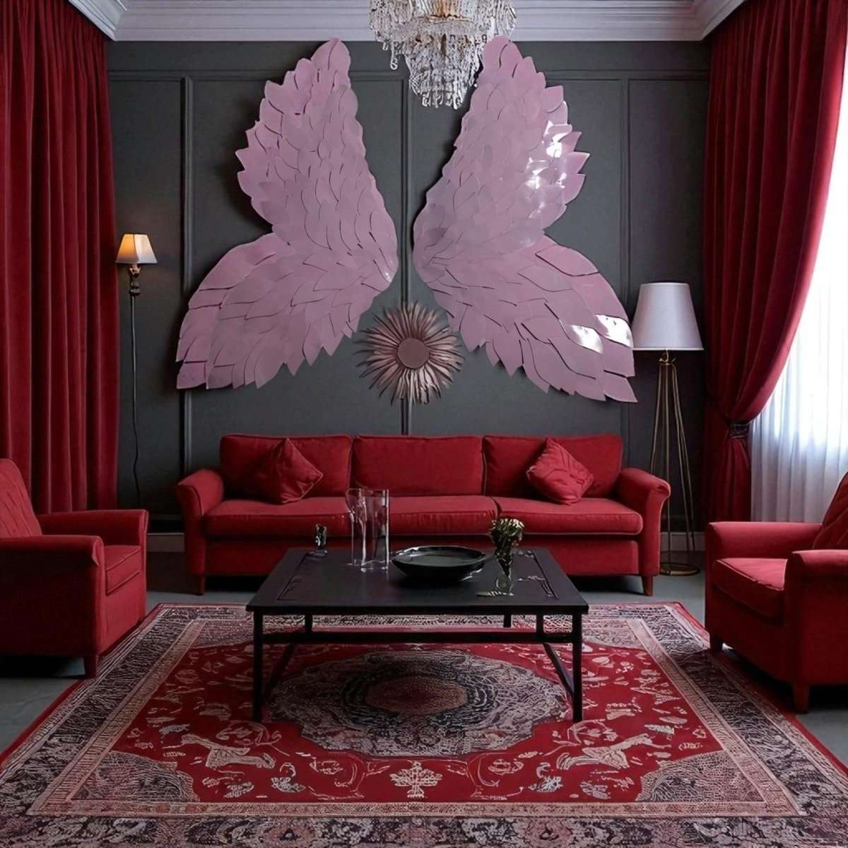 Metalkart Pink Angel Wings - Premium Blush Wall Art by Metalkart (18 x 40 Inches)