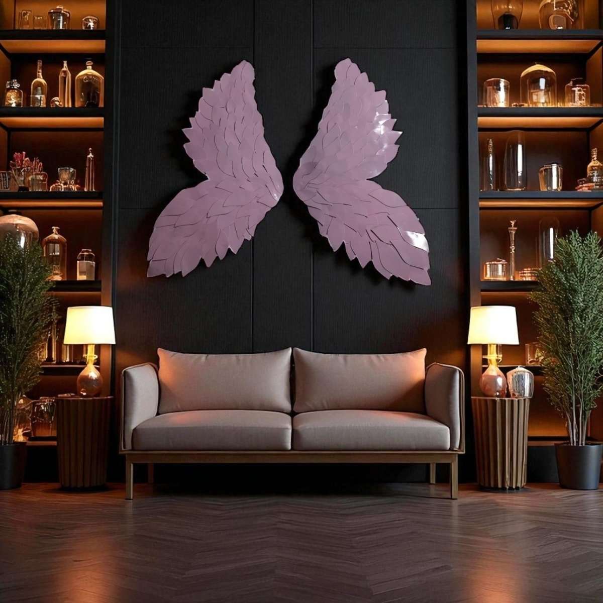 Metalkart Pink Angel Wings - Premium Blush Wall Art by Metalkart (18 x 40 Inches)