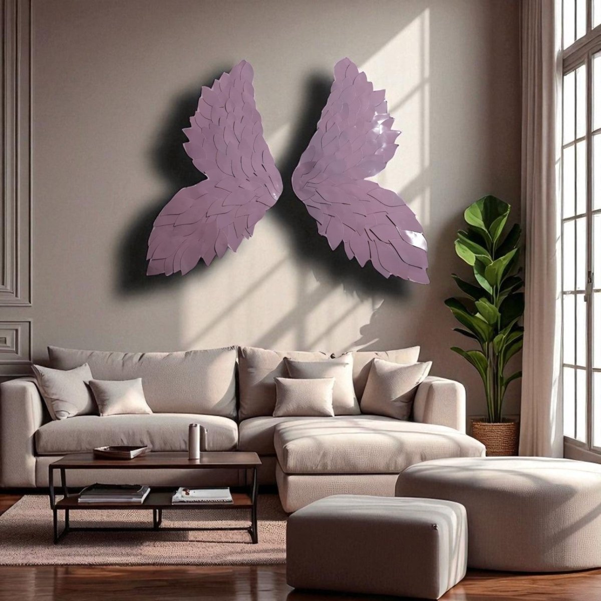 Metalkart Pink Angel Wings - Premium Blush Wall Art by Metalkart (18 x 40 Inches)