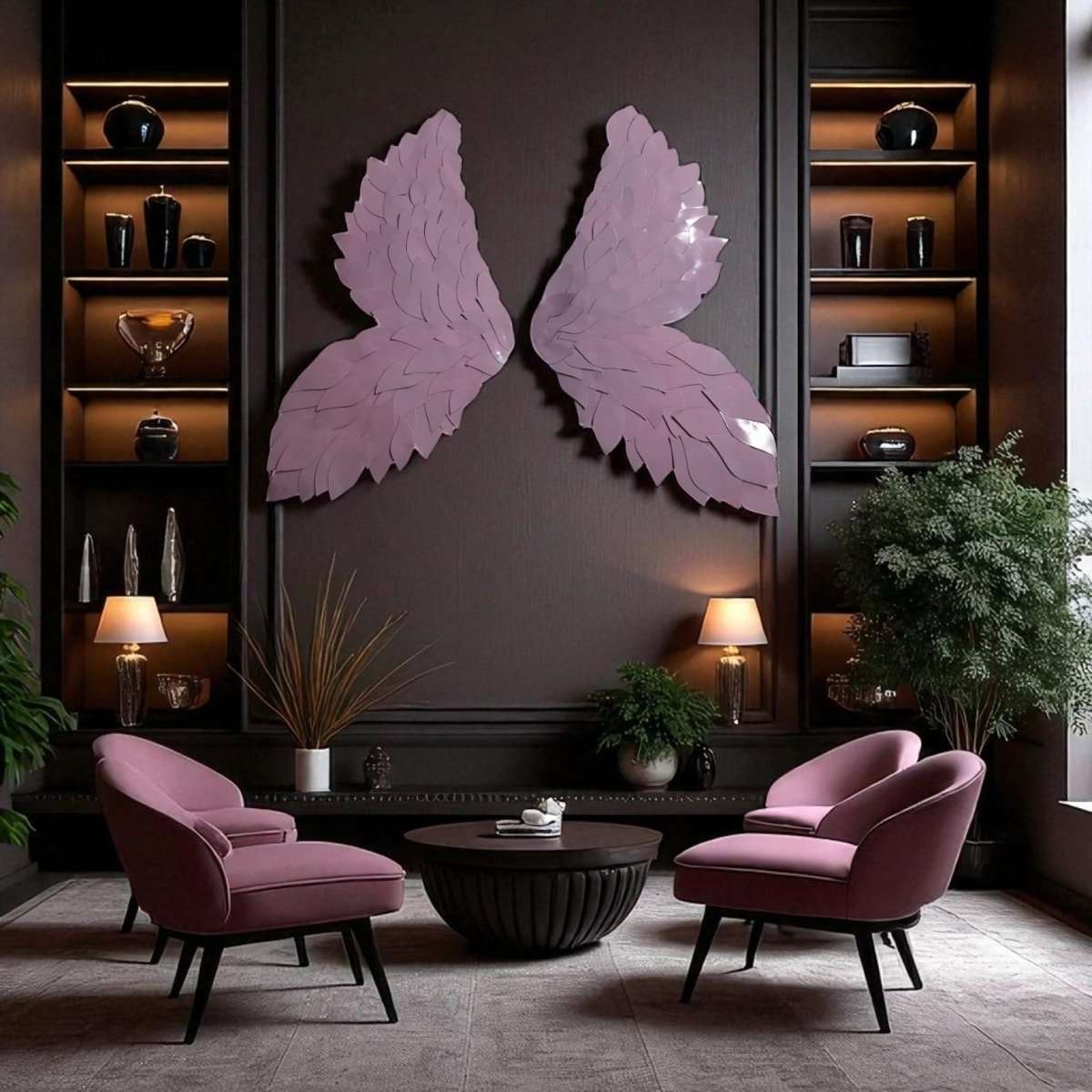 Metalkart Pink Angel Wings - Premium Blush Wall Art by Metalkart (18 x 40 Inches)