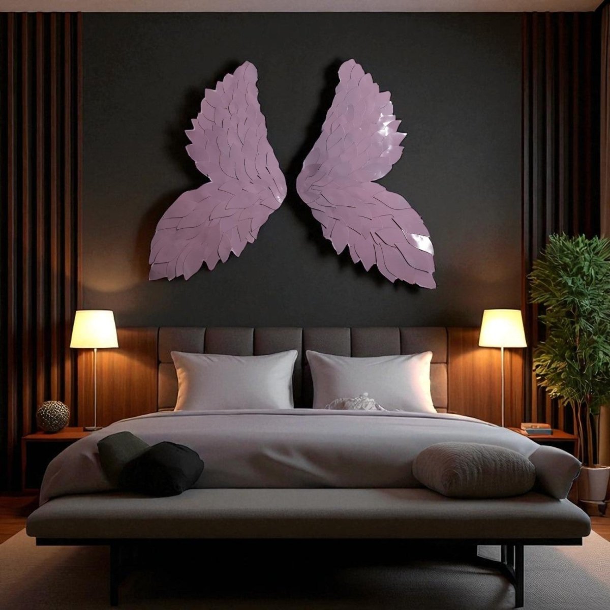 Metalkart Pink Angel Wings - Premium Blush Wall Art by Metalkart (18 x 40 Inches)