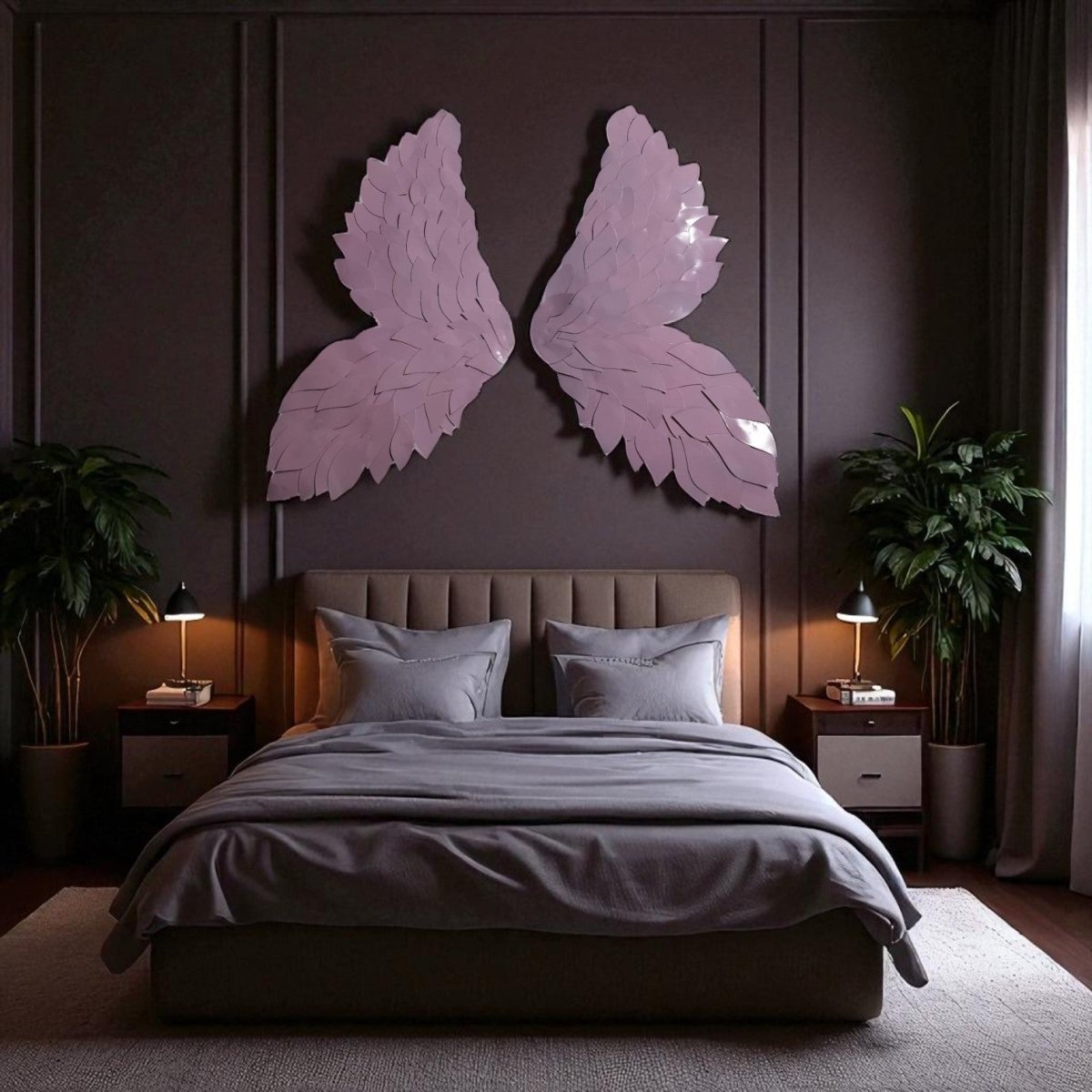 Metalkart Pink Angel Wings - Premium Blush Wall Art by Metalkart (18 x 40 Inches)
