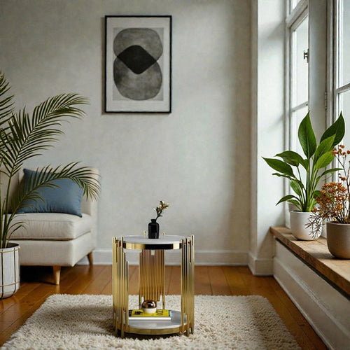 Metalkart Special Alabaster Organ Pipe Side Table