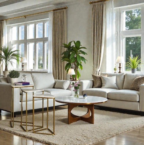 Metalkart Special Anya White & Brass Nesting Tables (Set of 3)