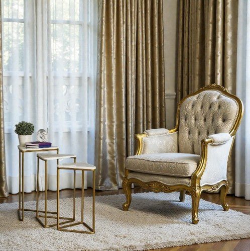 Metalkart Special Anya White & Brass Nesting Tables (Set of 3)