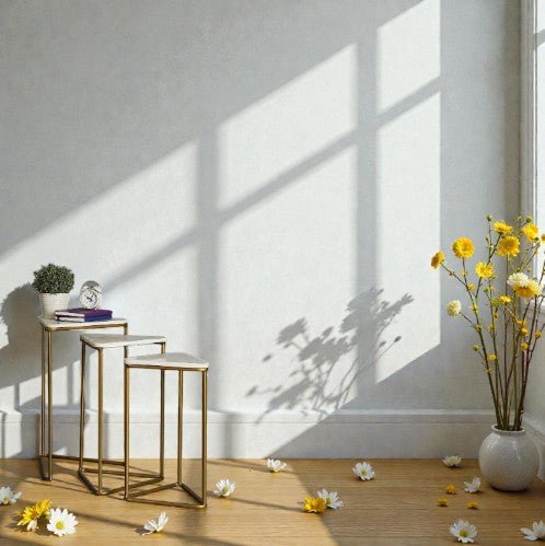 Metalkart Special Anya White & Brass Nesting Tables (Set of 3)