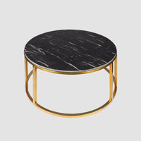 Thumbnail for Metalkart Special Black Marble Top Round Coffee Table with Gold Frame