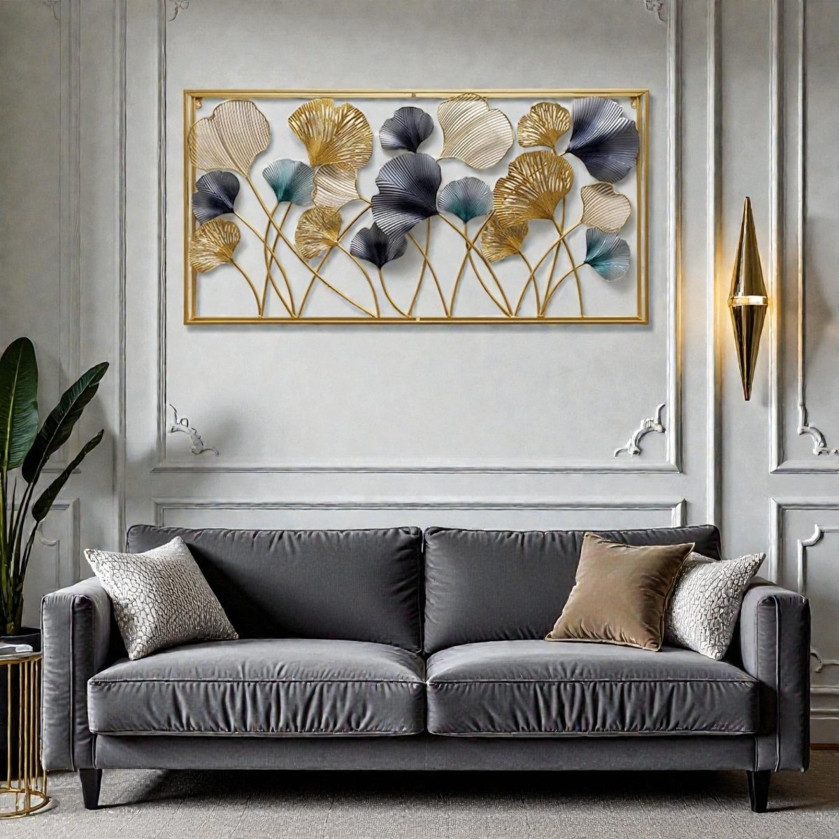 Metalkart Special Framed Leaf wall art (50 x 25 Inches)