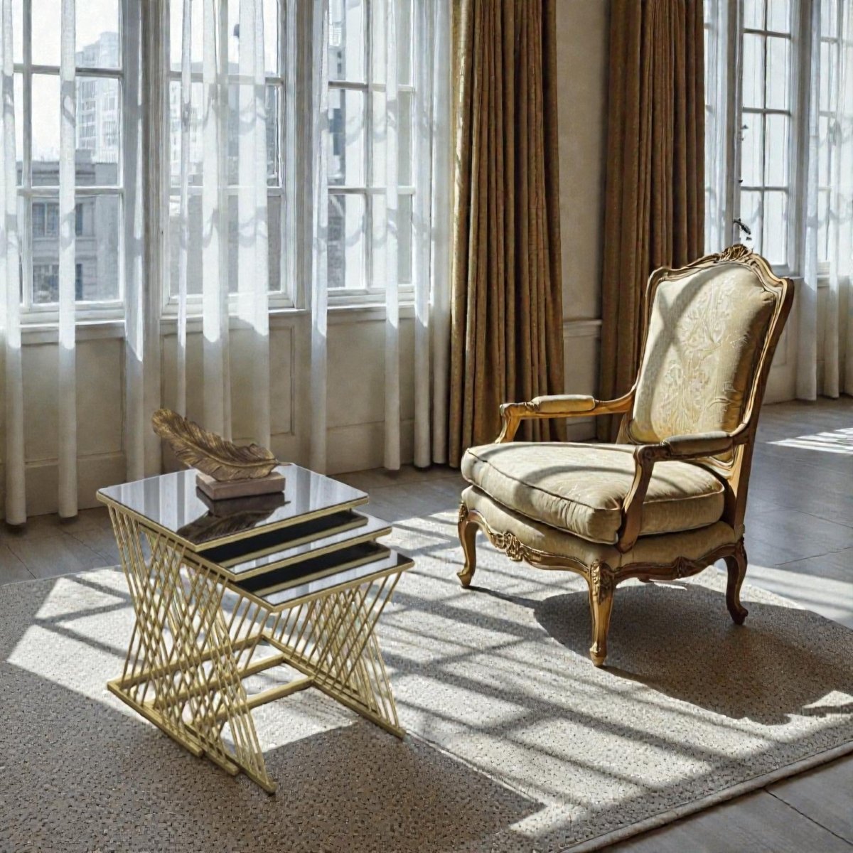 Metalkart Special Gigi Marble Effect Nesting Gold (Trio Set of 3)