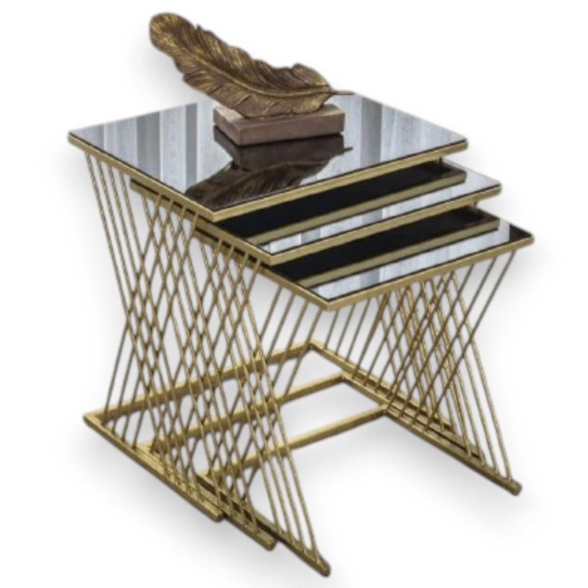 Metalkart Special Gigi Marble Effect Nesting Gold (Trio Set of 3)