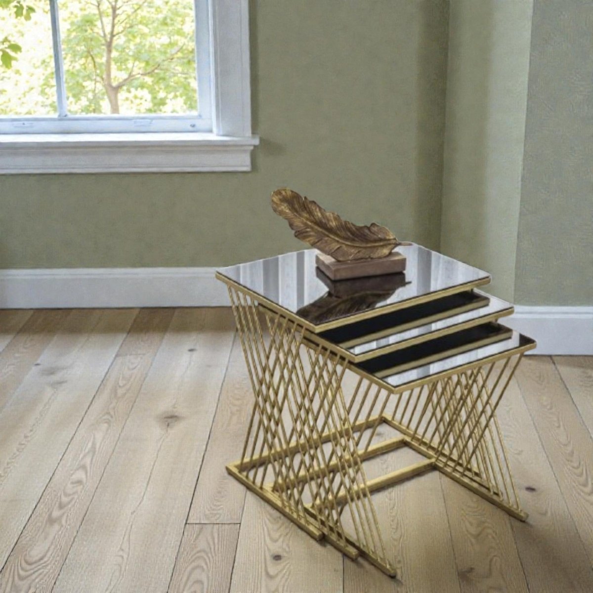 Metalkart Special Gigi Marble Effect Nesting Gold (Trio Set of 3)