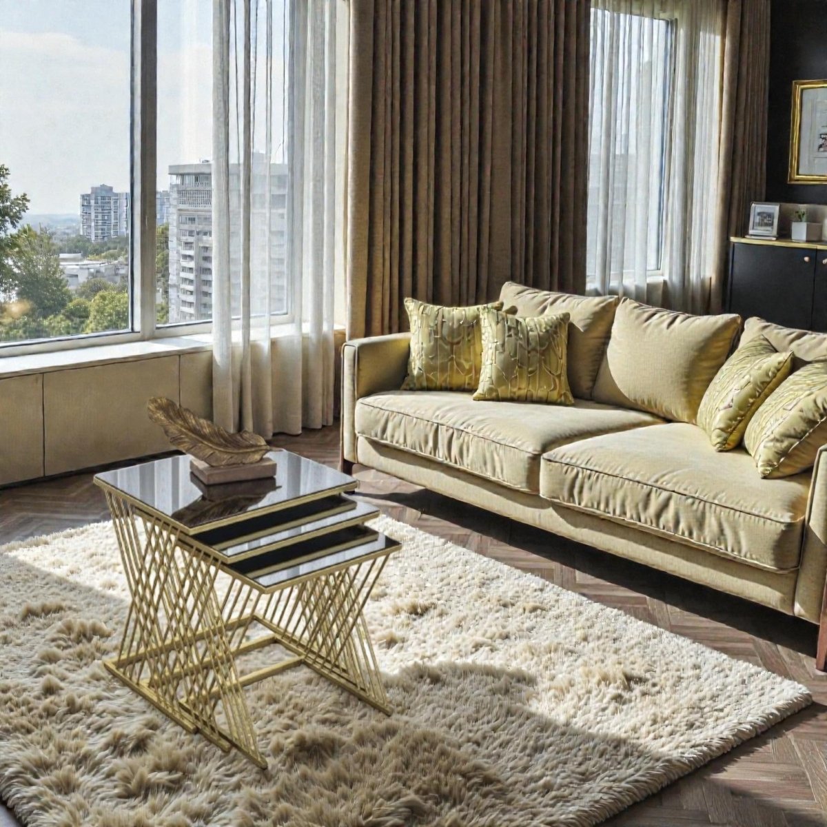 Metalkart Special Gigi Marble Effect Nesting Gold (Trio Set of 3)