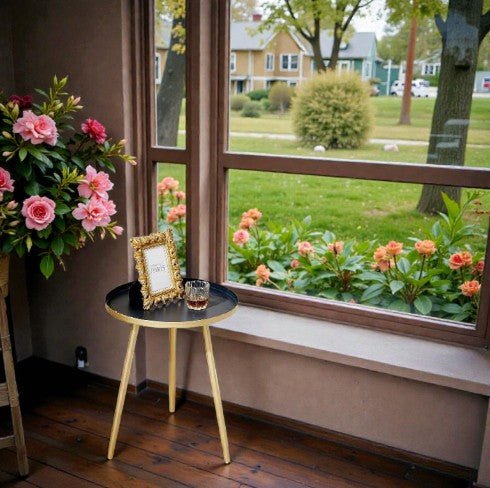 Metalkart Special Gold Frame Tripod Side Table