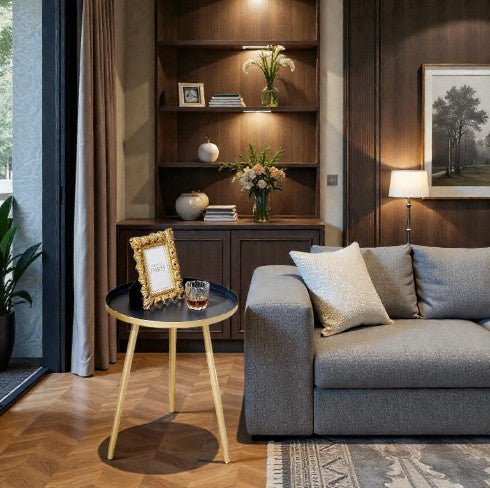 Metalkart Special Gold Frame Tripod Side Table