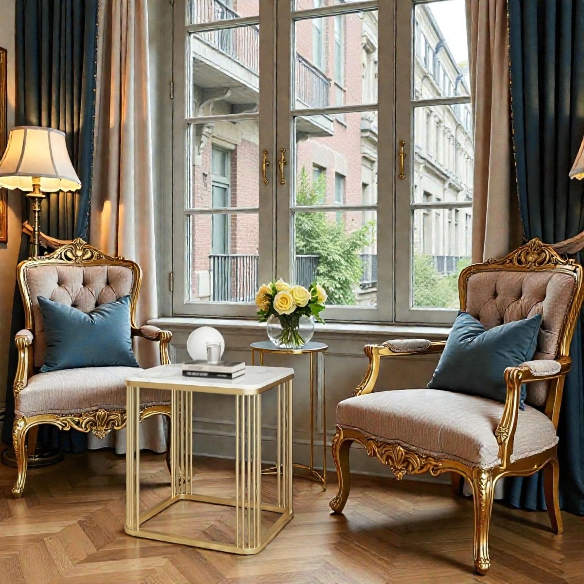 Metalkart Special Gold Geometric Metal Frame Display Table