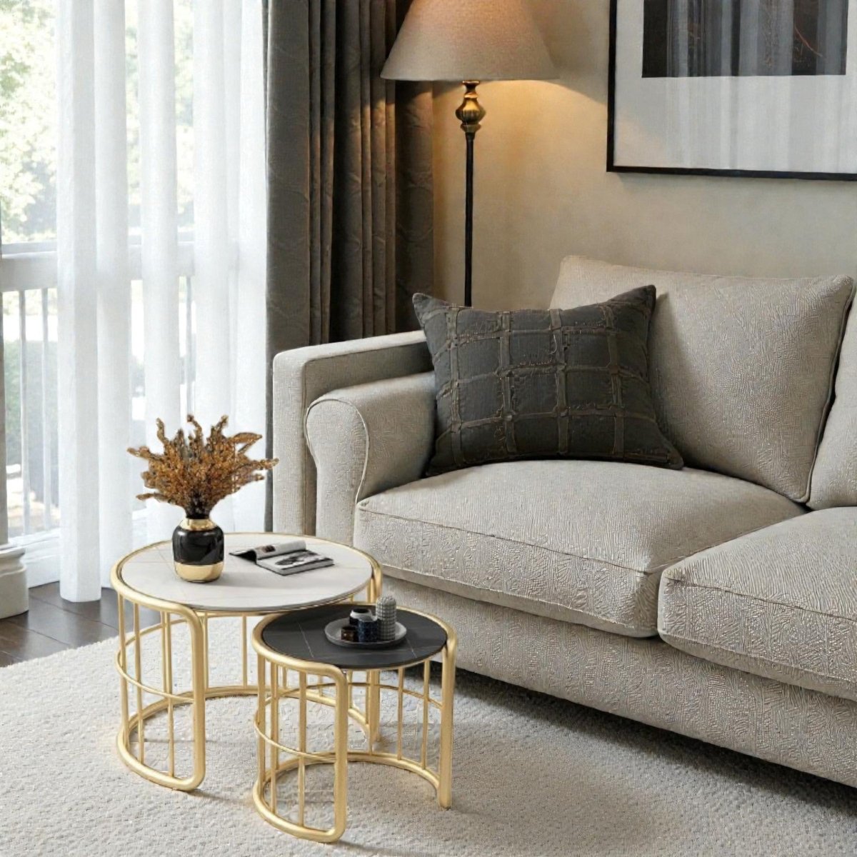 Metalkart Special Gold Harmony Drum Side Tables (Set of 2)