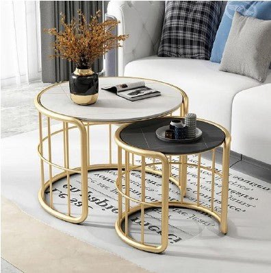 Metalkart Special Gold Harmony Drum Side Tables (Set of 2)