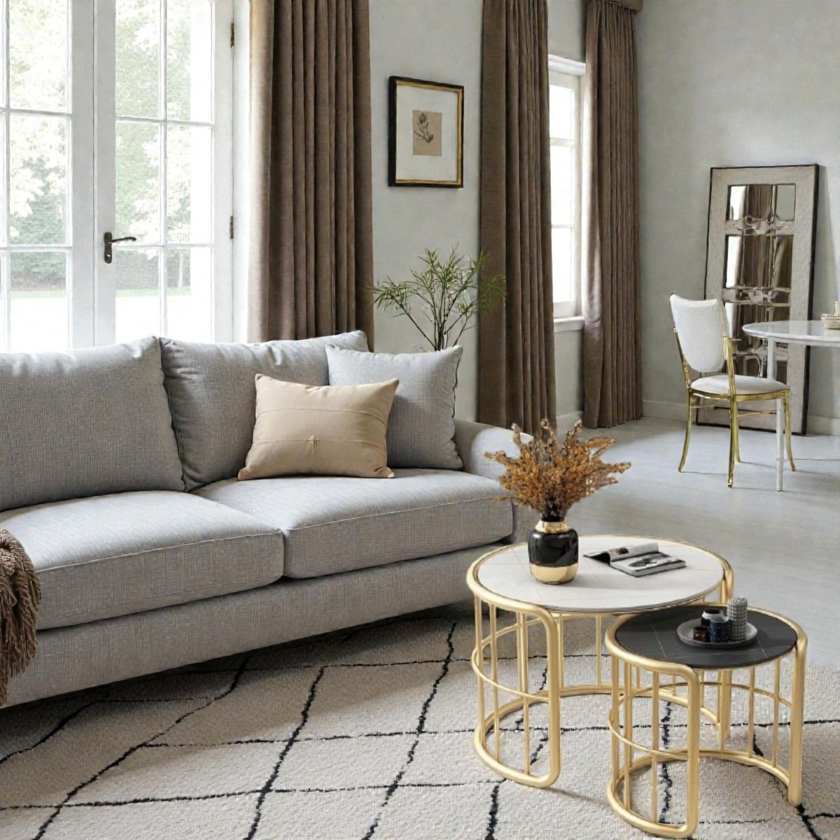 Metalkart Special Gold Harmony Drum Side Tables (Set of 2)