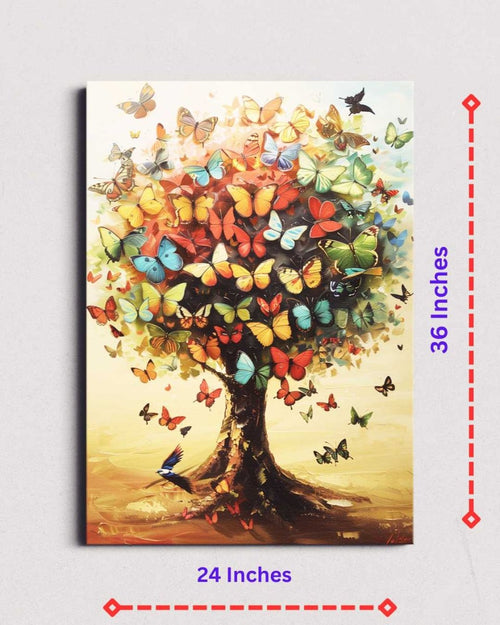 Metalkart Special The Flutterby Flora Canvas Wall Art (24 x 36 Inches)