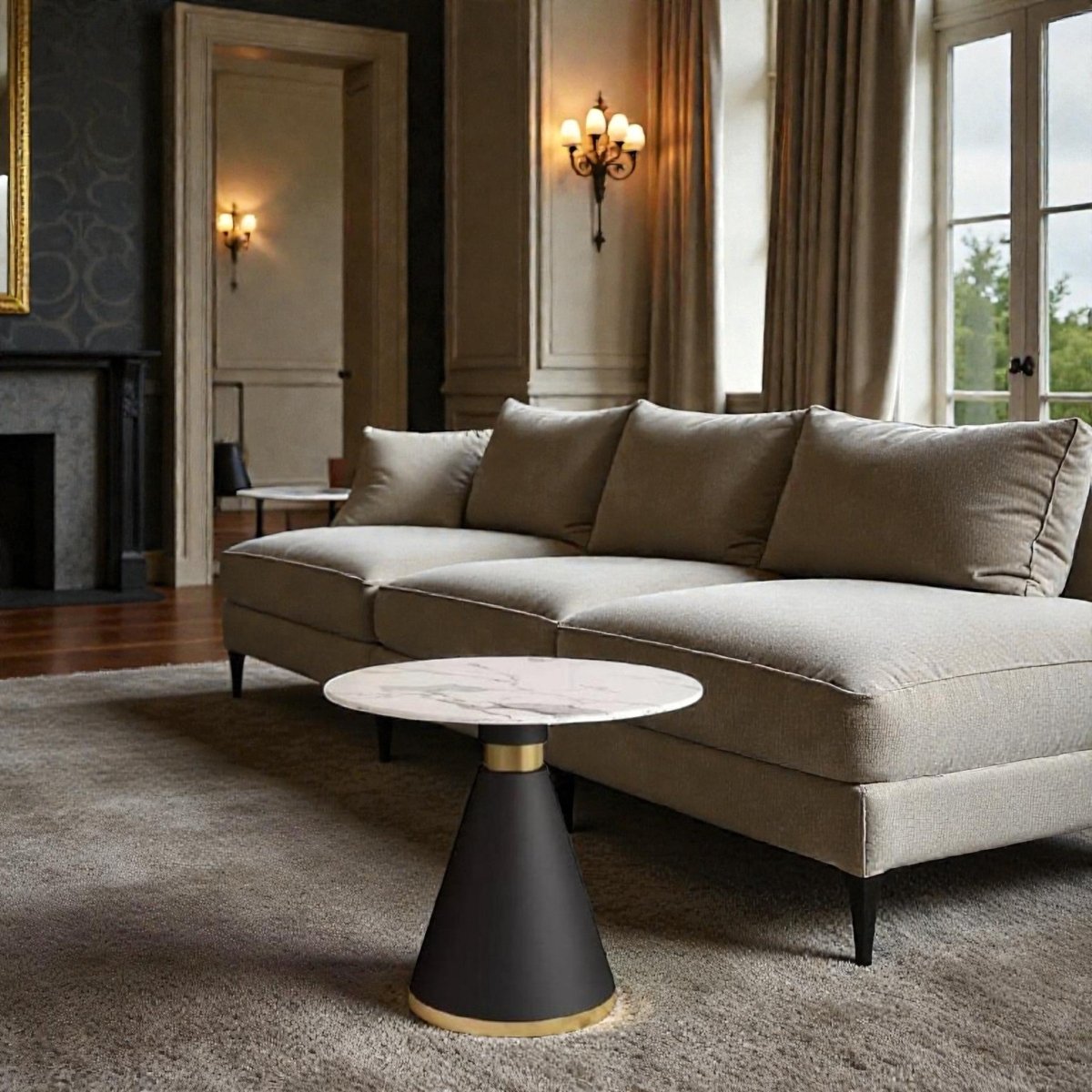 Metalkart Special The 'Geo - Conic' Black & Brass End Table