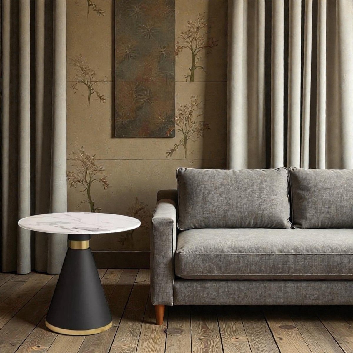 Metalkart Special The 'Geo - Conic' Black & Brass End Table