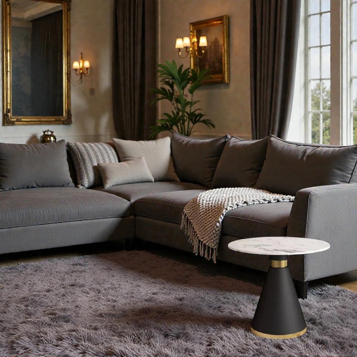 Metalkart Special The 'Geo - Conic' Black & Brass End Table