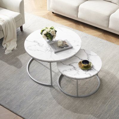 Metalkart Terrazzo Round Nesting Coffee Tables