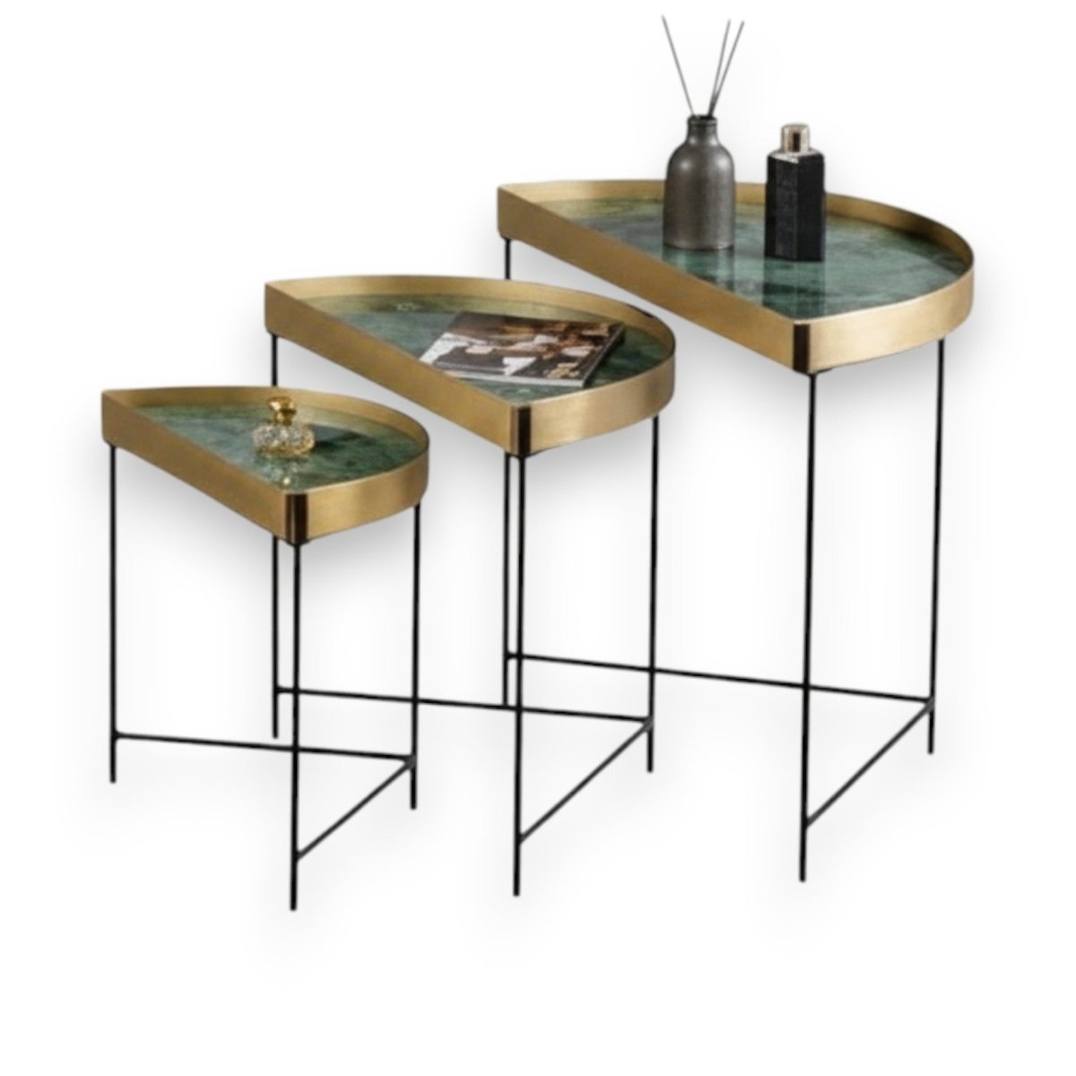 Metallic Jade Deco Black Frame Trio (Set of 3)