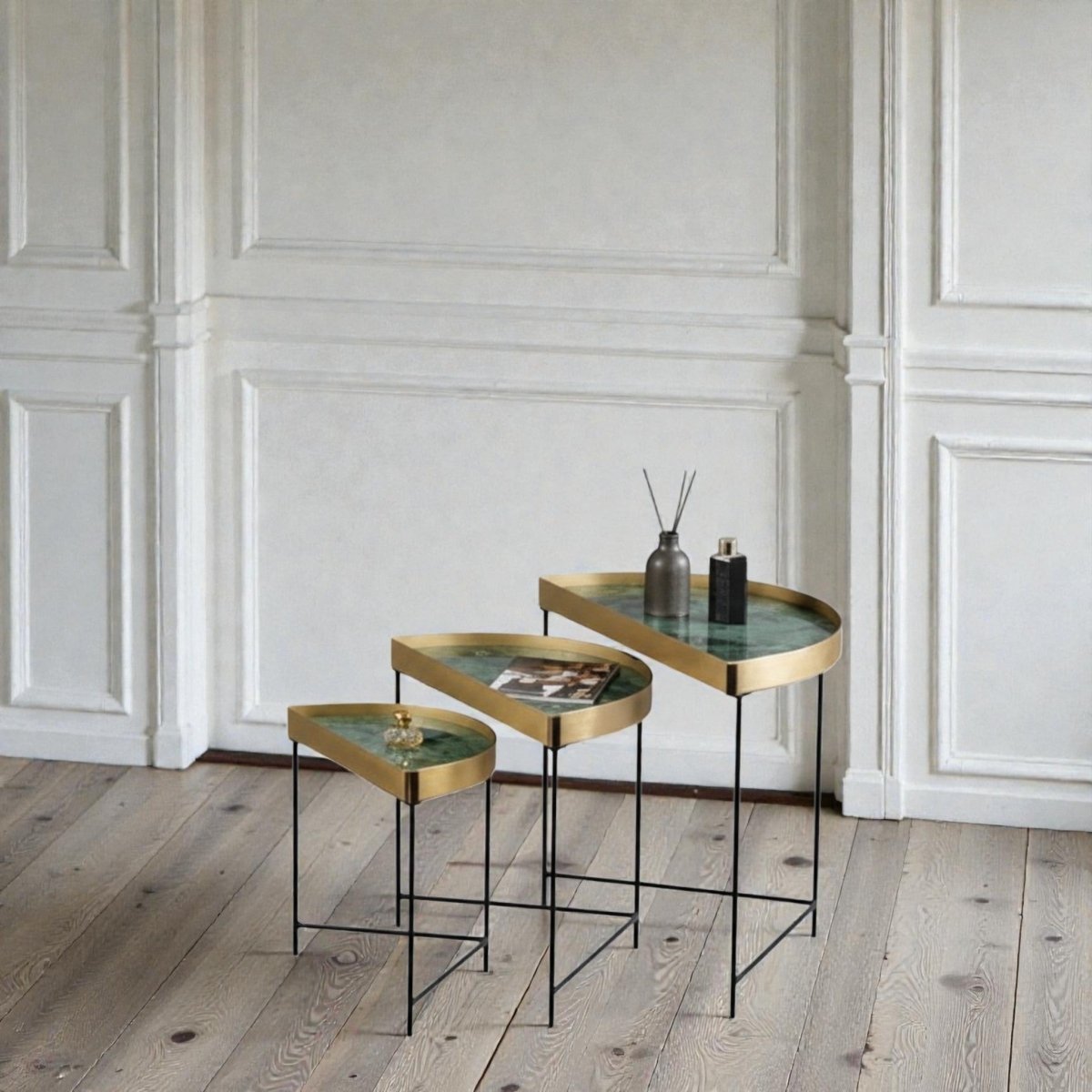 Metallic Jade Deco Black Frame Trio (Set of 3)