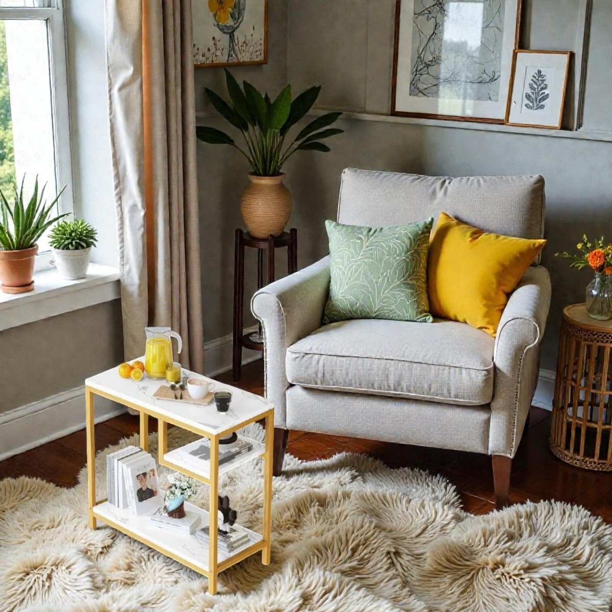 Metallic Luxe Nested Storage Snack Table