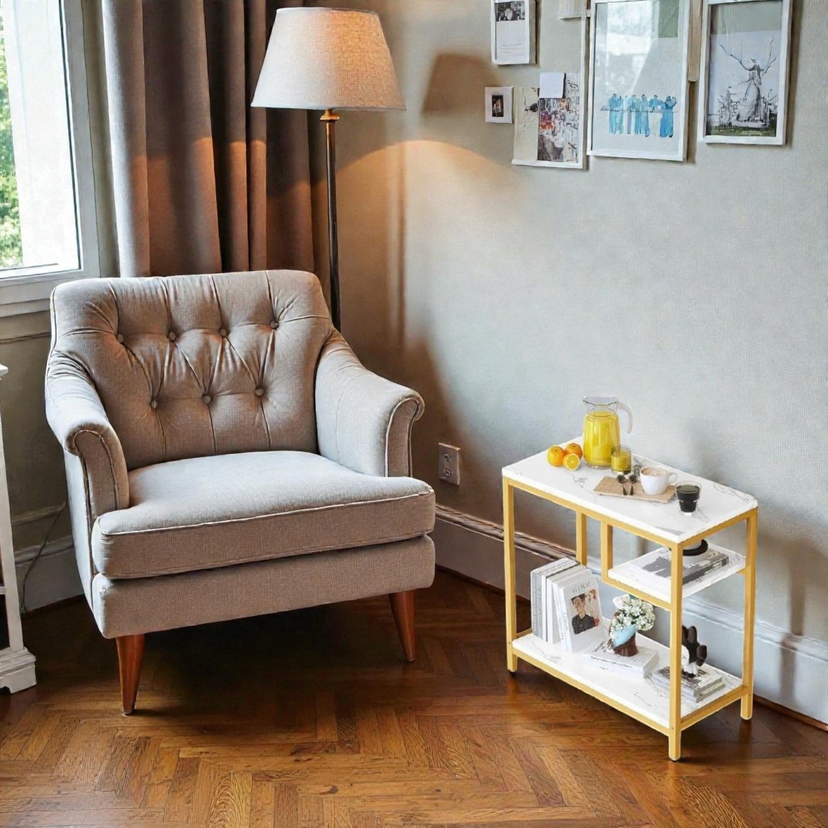 Metallic Luxe Nested Storage Snack Table