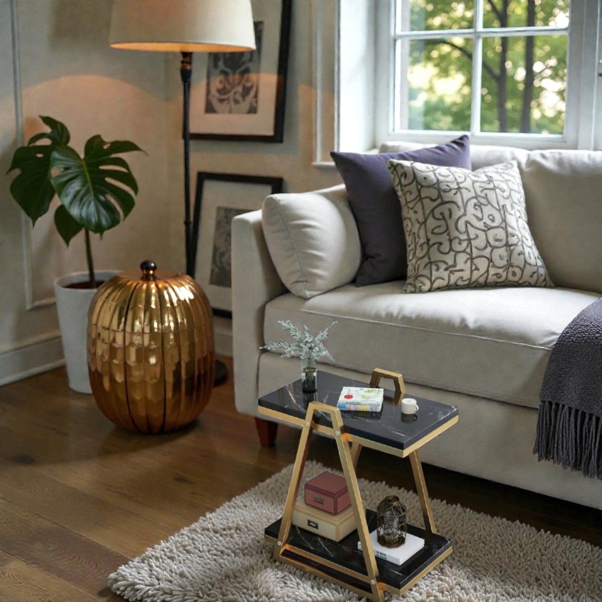 Metallic Luxe Slanted Side Sofa Table