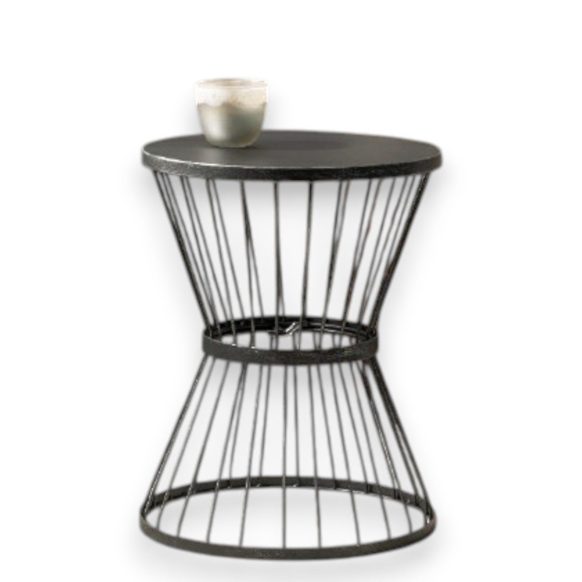 Metallic Nova Tapered Metal Drum Accent Table