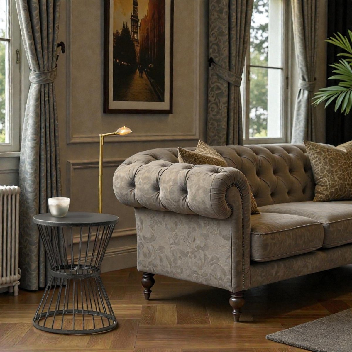 Metallic Nova Tapered Metal Drum Accent Table