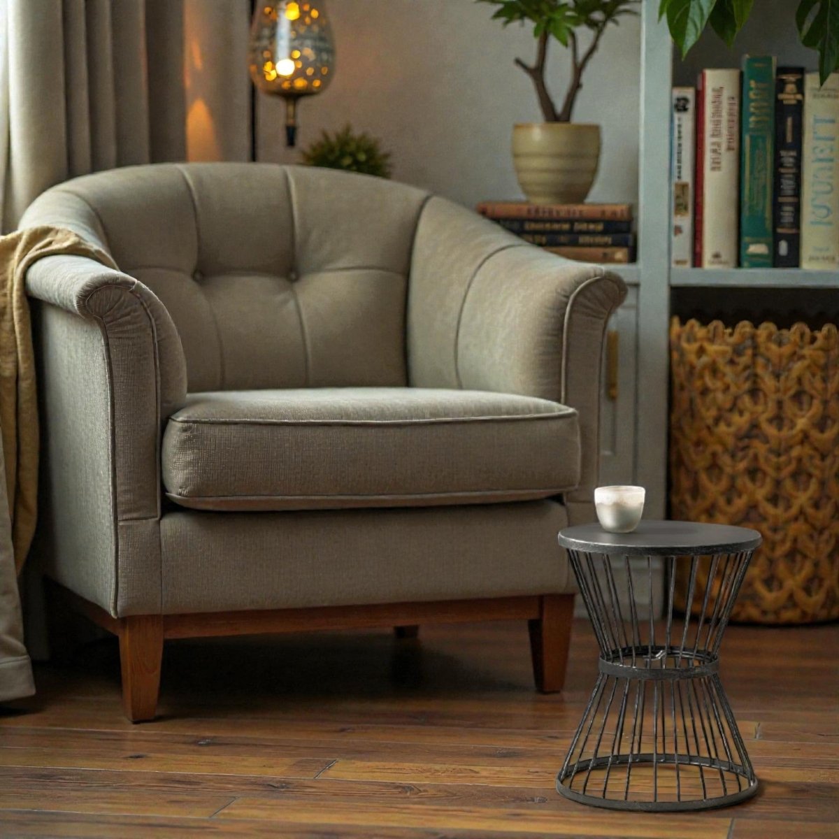 Metallic Nova Tapered Metal Drum Accent Table