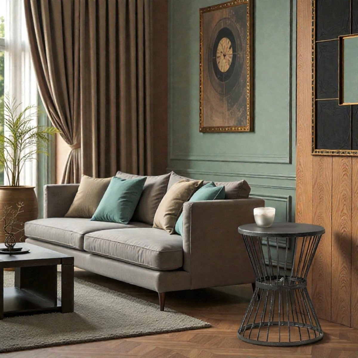 Metallic Nova Tapered Metal Drum Accent Table