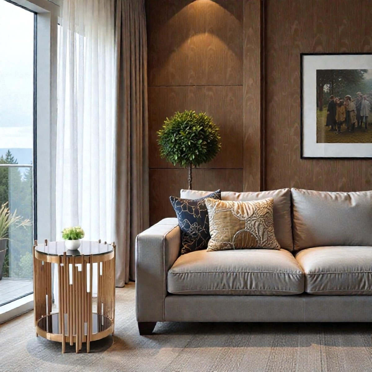 Metallic Palladium Waterfall End Table