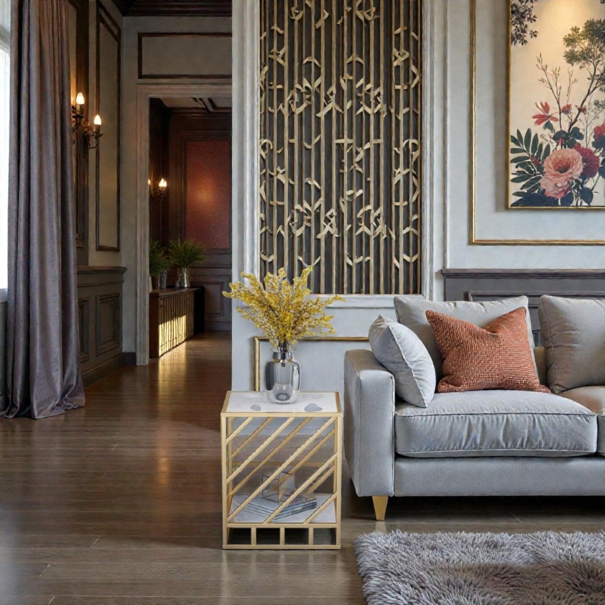 Metallic The Trellis Display Side Table