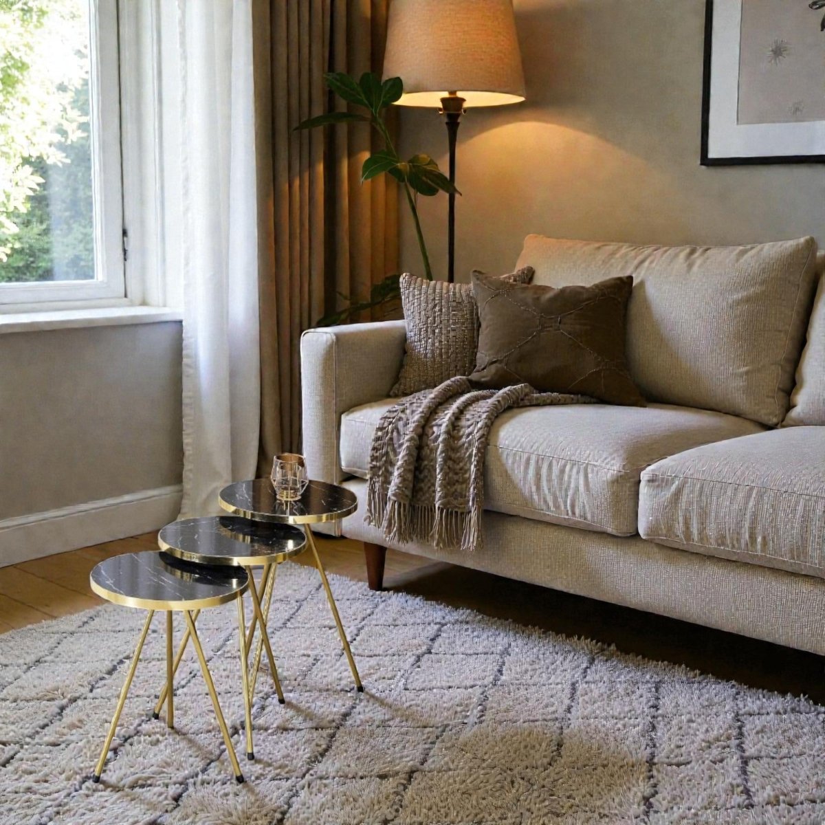 Metallic Vegas Gold & Black Round Tables (Set of 3)