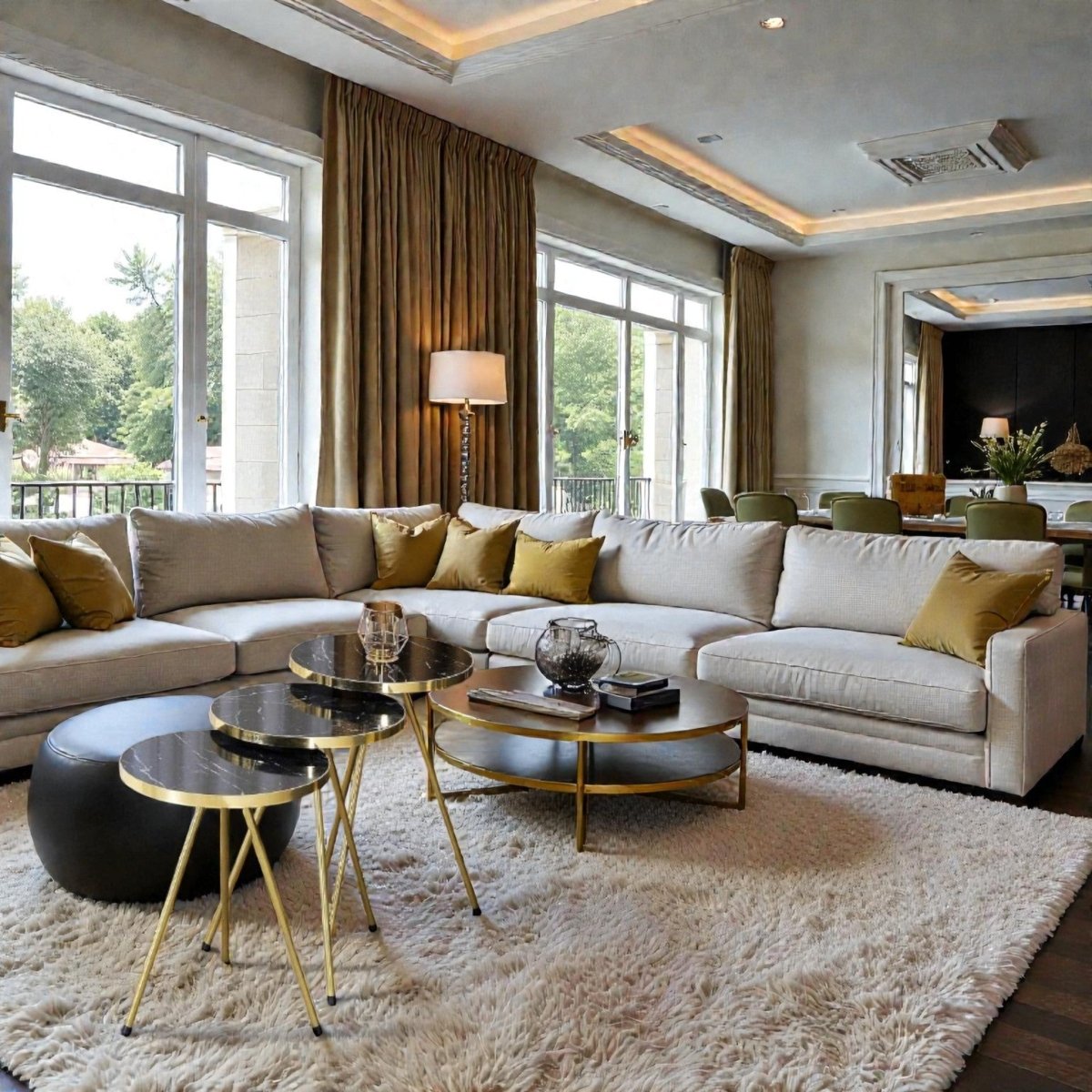 Metallic Vegas Gold & Black Round Tables (Set of 3)