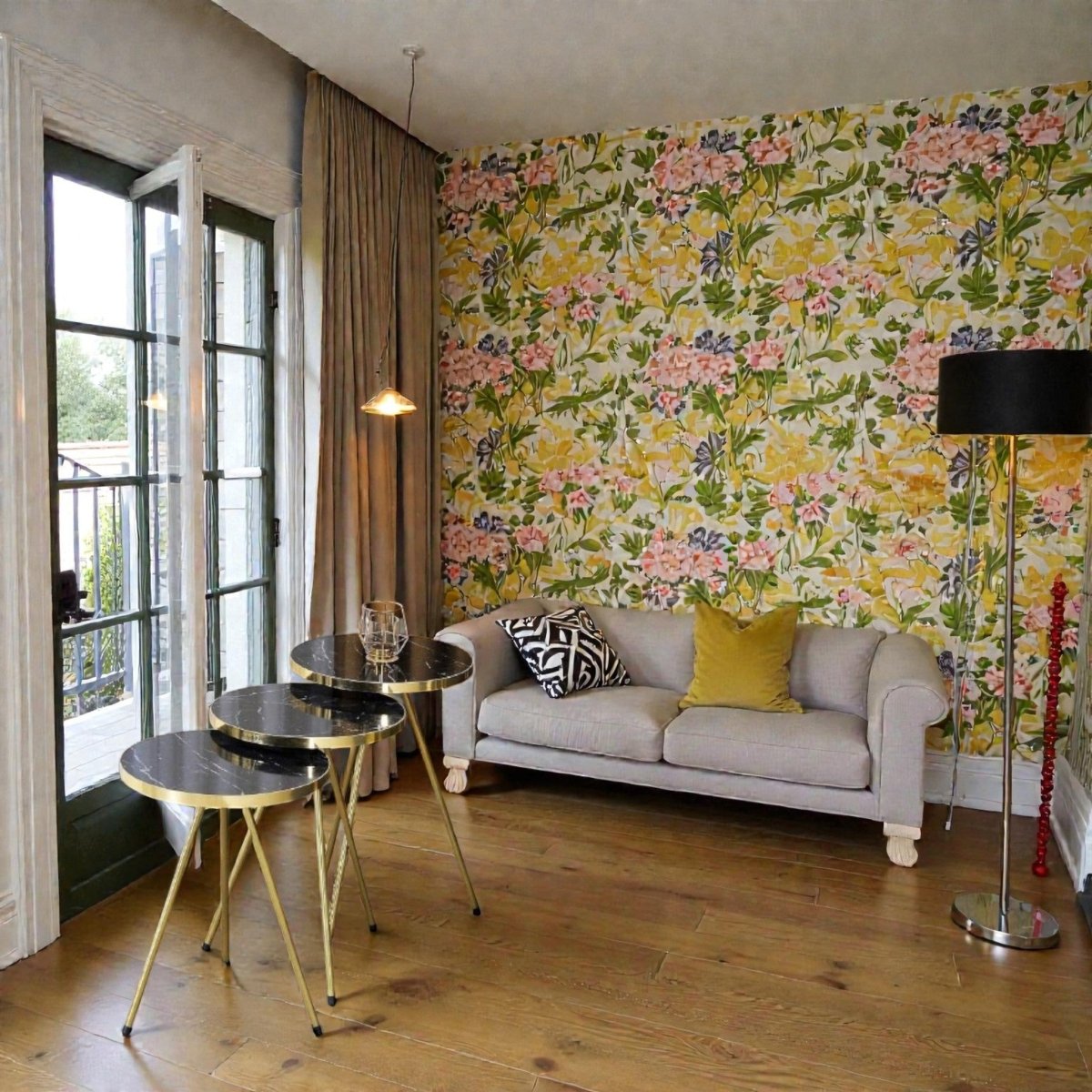 Metallic Vegas Gold & Black Round Tables (Set of 3)