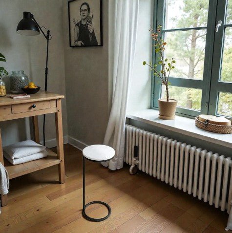 Metallic Zenith Round Over - the - Arm Table