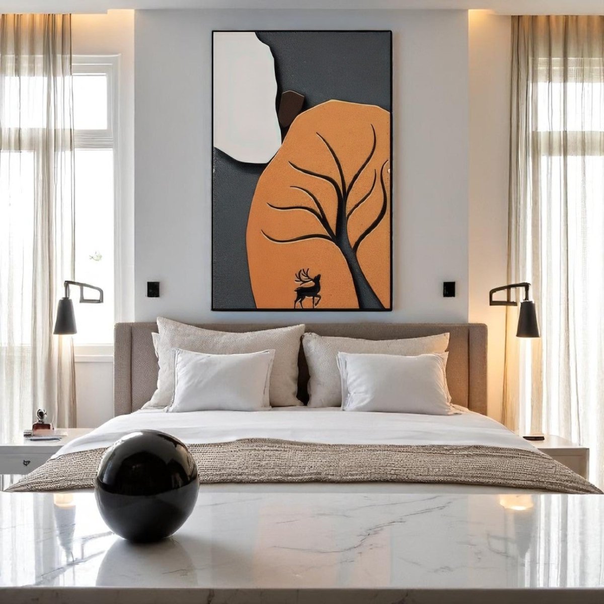 Minimalist Deer Forest Silhouette Art (40 x 70 CM)