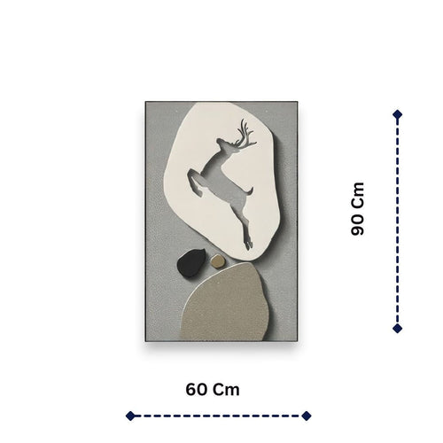 Minimalist Nature Stone & Deer Wall Decor (60 x 90 CM)