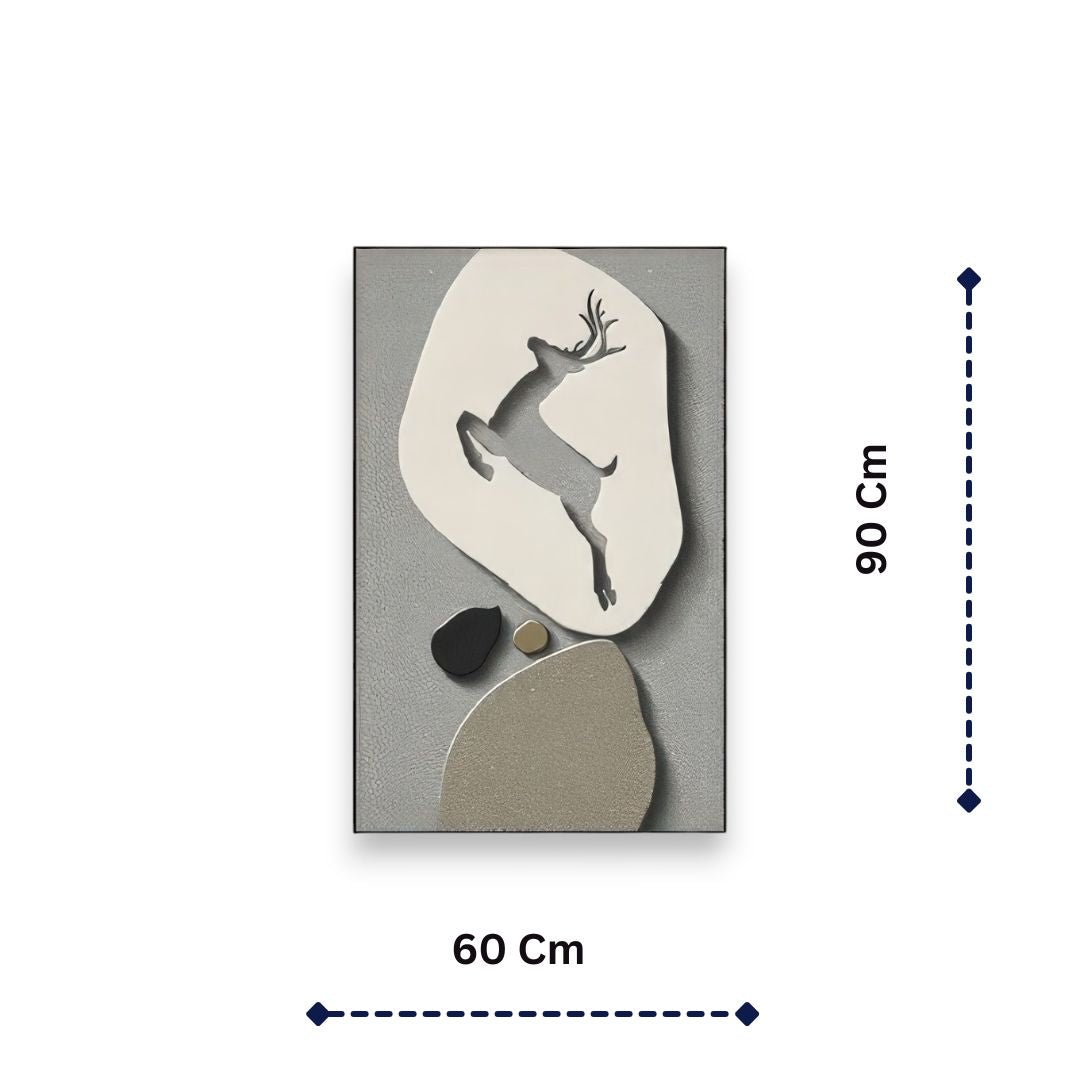 Minimalist Nature Stone & Deer Wall Decor (60 x 90 CM)